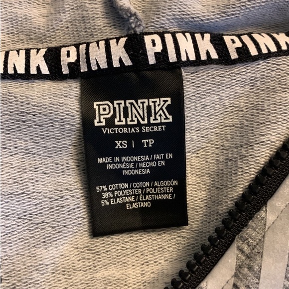 VS PINK Women’s XS full Zip Hooded Jacket thumb holes Drawstring hood & pockets - Picture 12 of 13